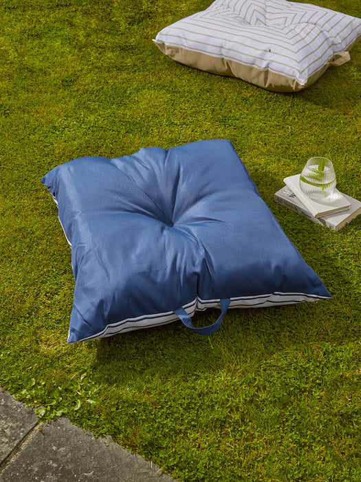 Indoor Outdoor Square Stripe Floor Cushion - Blue