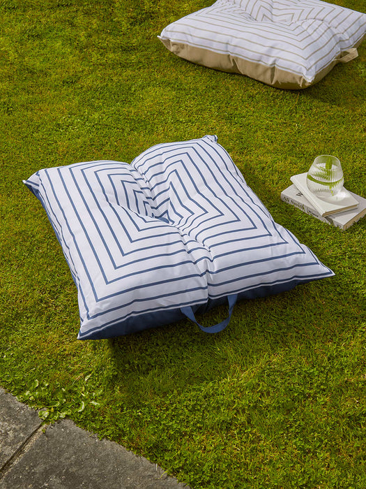 Indoor Outdoor Square Stripe Floor Cushion - Blue