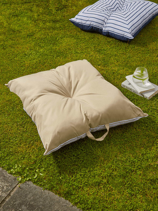 Indoor Outdoor Square Stripe Floor Cushion - Natural