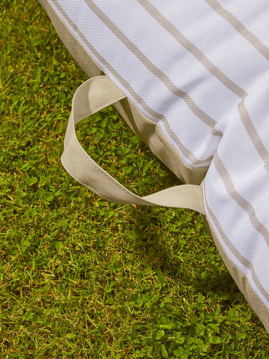 Indoor Outdoor Square Stripe Floor Cushion - Natural