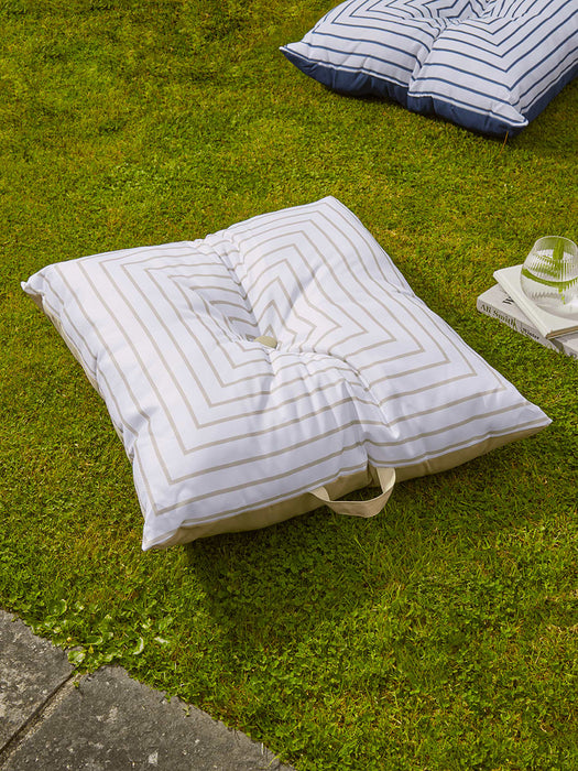 Indoor Outdoor Square Stripe Floor Cushion - Natural