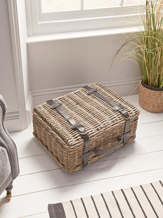 Round Rattan Storage Trunk