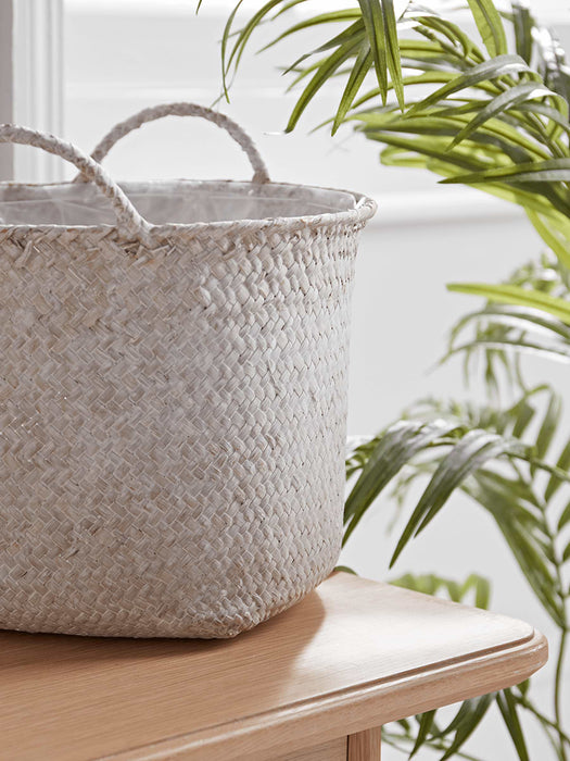 Three White Seagrass Baskets