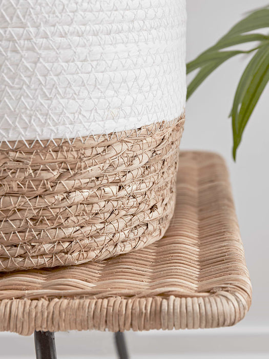 Three White & Natural Seagrass Baskets