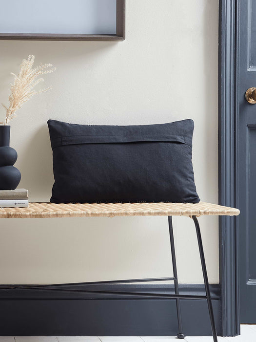 Black Striped Cotton Cushion