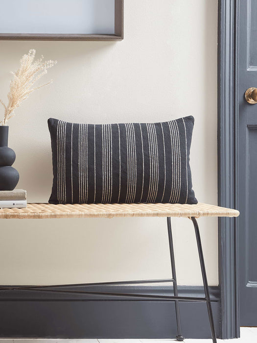 Black Striped Cotton Cushion