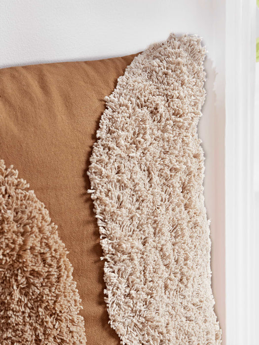 Textured Geometric Cushion - Cream & Terracotta