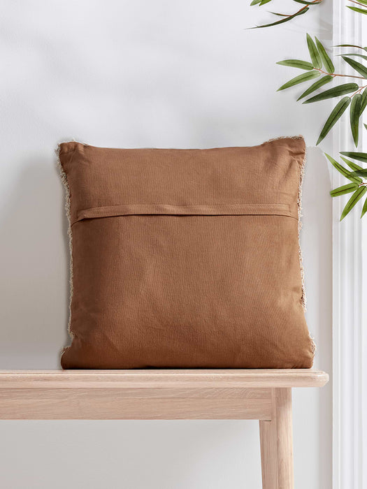 Textured Geometric Cushion - Cream & Terracotta