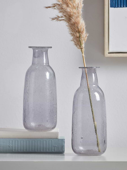 Two Smoked Bottle Bud Vases