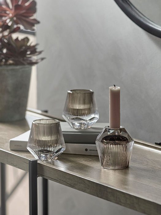 Three Smoked Double Sided Tealight Holders