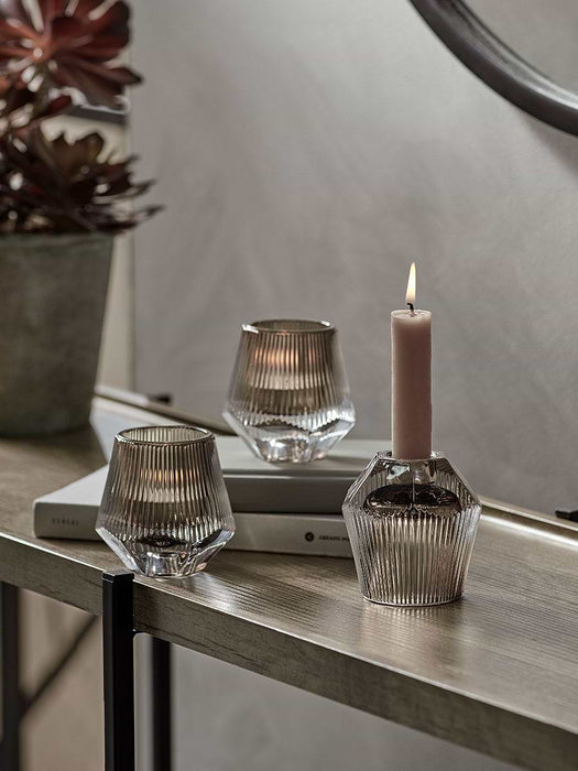 Three Smoked Double Sided Tealight Holders