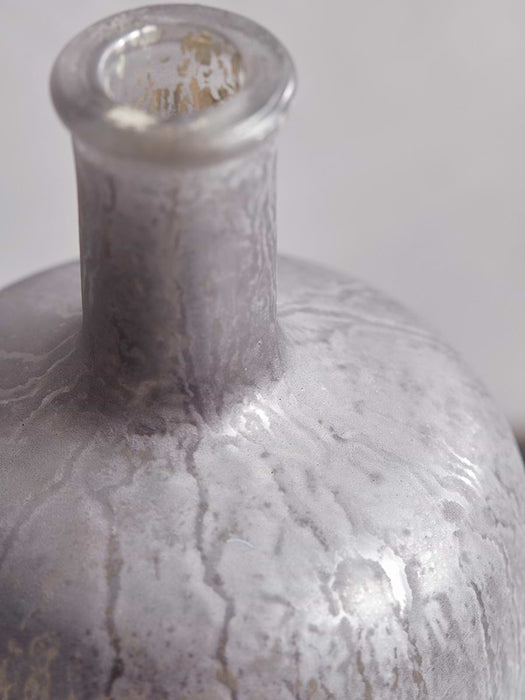 Antiqued Silver Bottle Vase