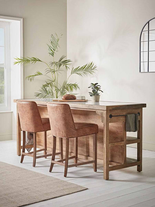 Two Leather Counter Stools