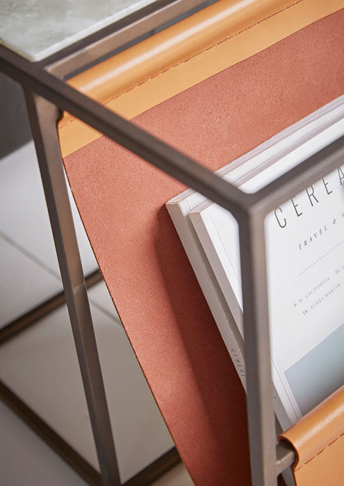 Marble Side Table with Magazine Rack - Wide