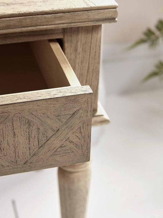 Geometric Parquet Single Drawer Bedside Table