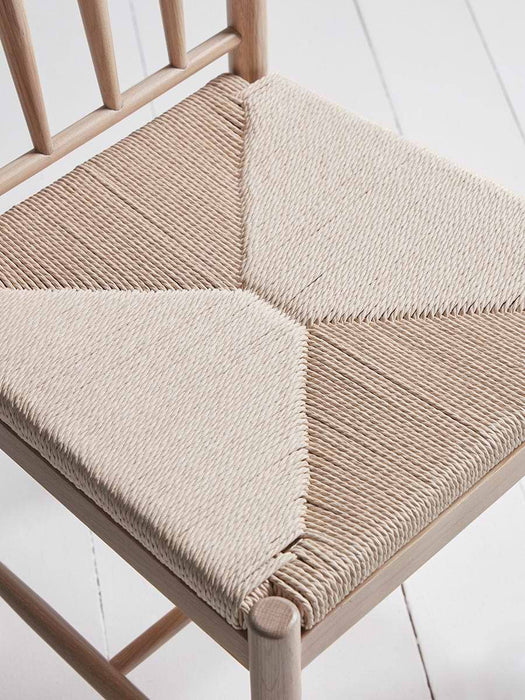 Two Woven Rope Oak Dining Chairs