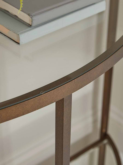 Glass Display Console Table - Aged Bronze
