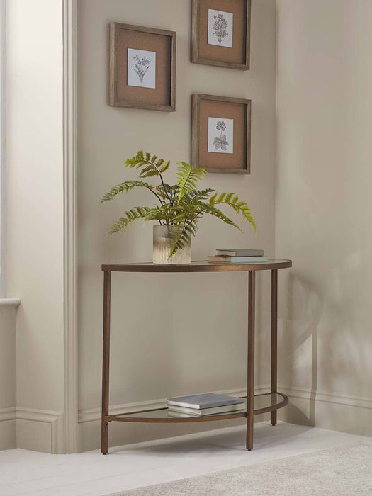 Glass Display Console Table - Aged Bronze