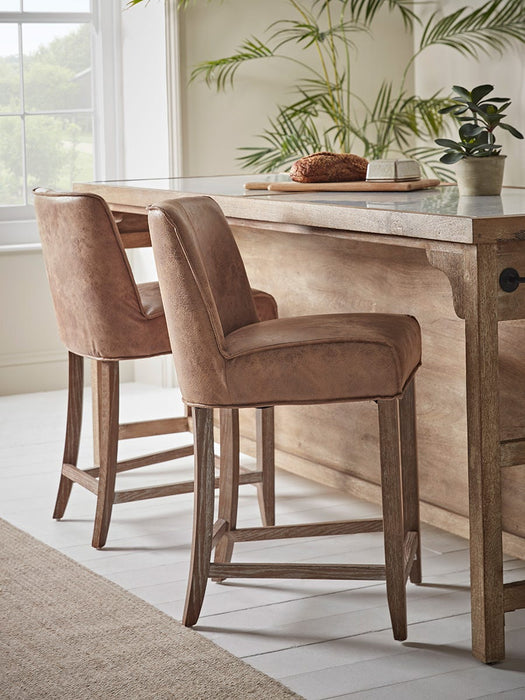Two Leather Counter Stools