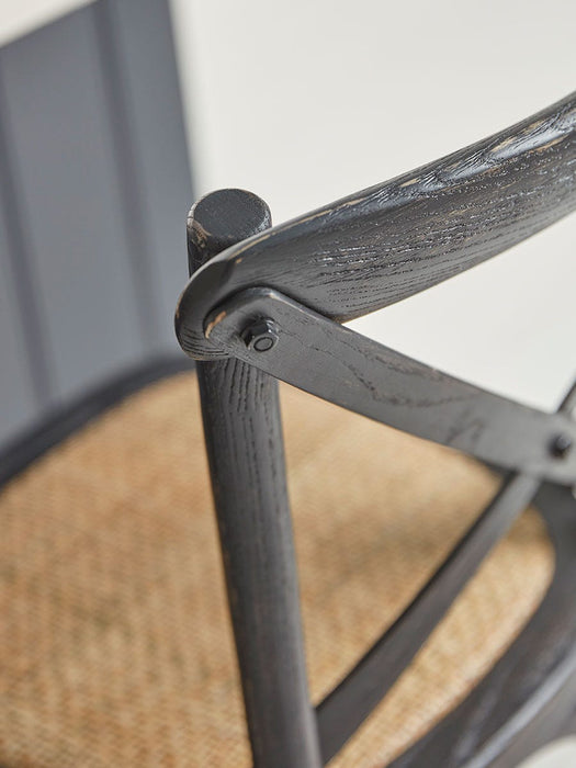 Two Cross Back Counter Stools - Black