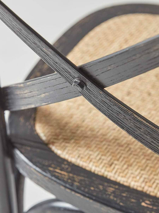 Two Cross Back Dining Chairs - Black