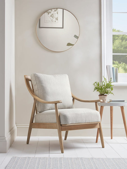 Curved Arm Mid Century Chair - Linen Look