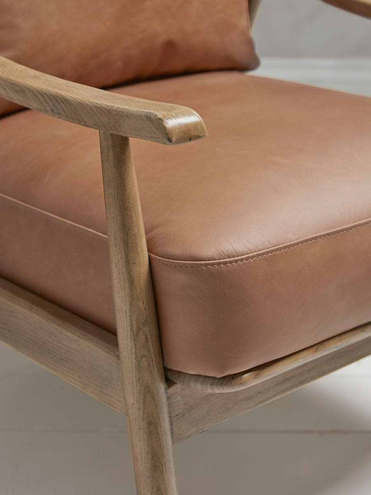 Curved Arm Mid Century Chair - Leather