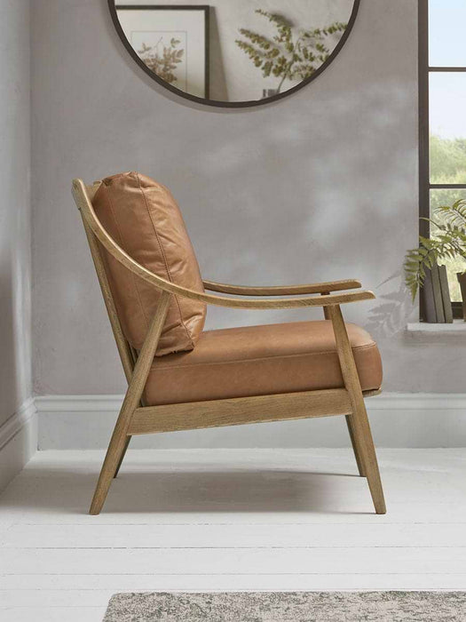 Curved Arm Mid Century Chair - Leather
