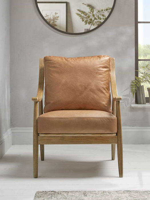 Curved Arm Mid Century Chair - Leather