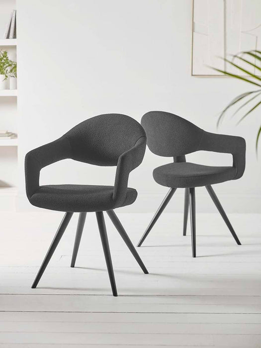 Black BouclÃ©Â© Upholstered Dining Chair - Set of 2