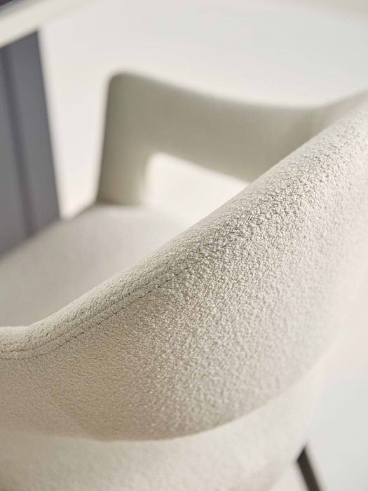 Two Bouclƒ© Counter Stools - White