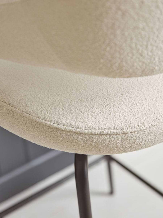 Two Bouclƒ© Counter Stools - White