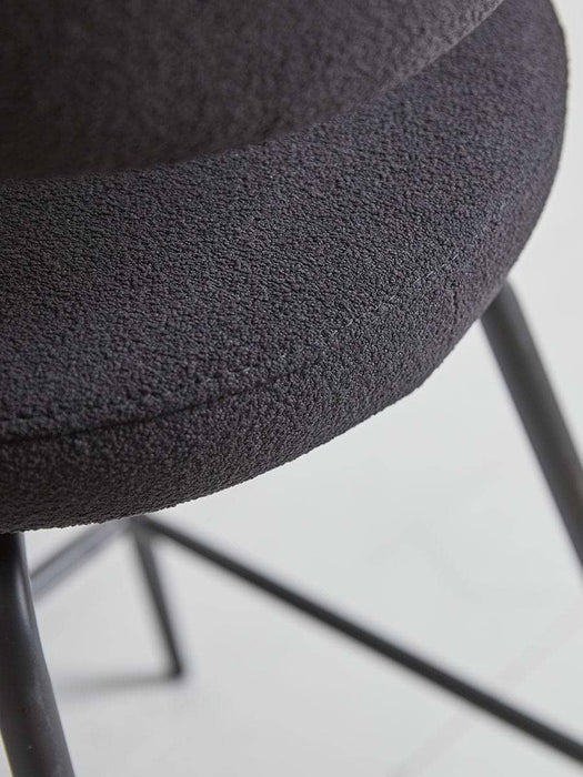 Two BouclÃ© Counter Stools - Black