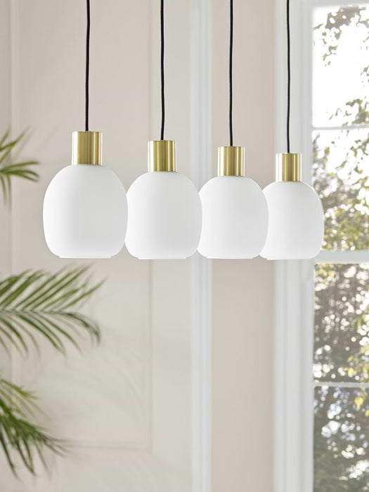 Four Frosted Glass Pendant Lights