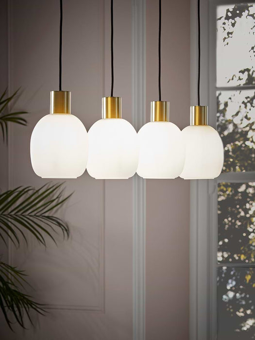 Four Frosted Glass Pendant Lights