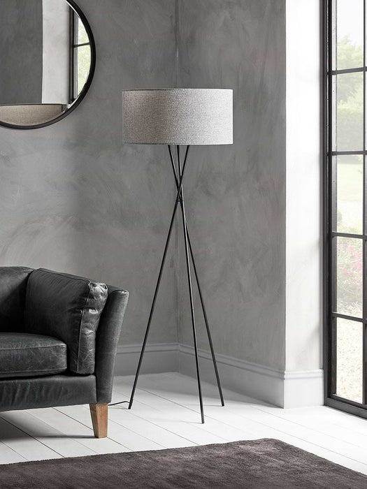 Grey & Black Tripod Floor Lamp