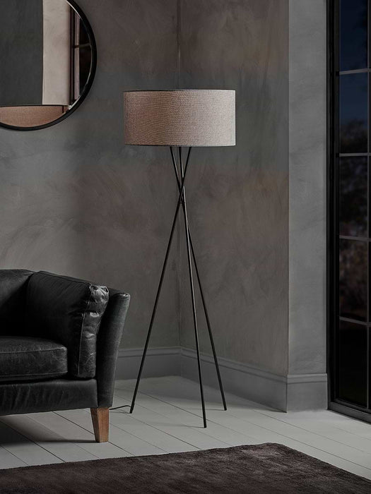 Grey & Black Tripod Floor Lamp