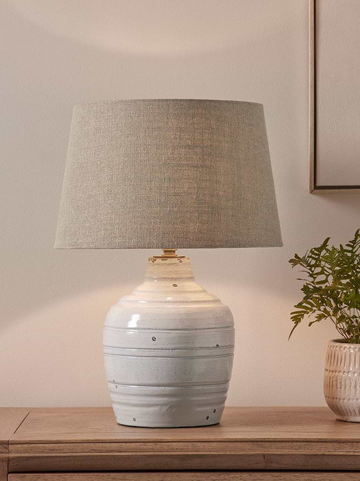Distressed Whitewashed Table Lamp