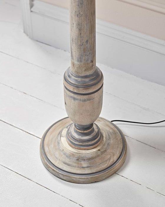 Grey Washed Turned Floor Lamp
