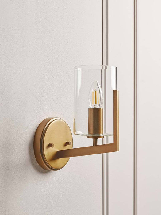 Column Glass & Brass Wall Light