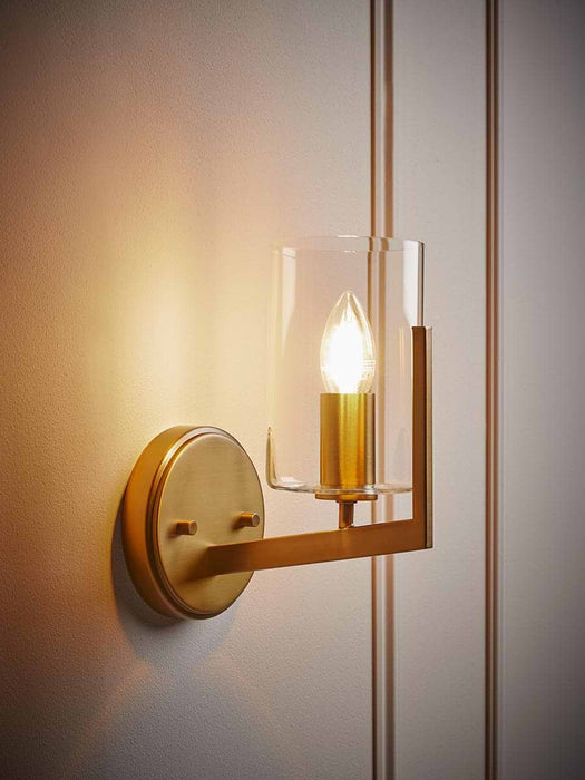 Column Glass & Brass Wall Light