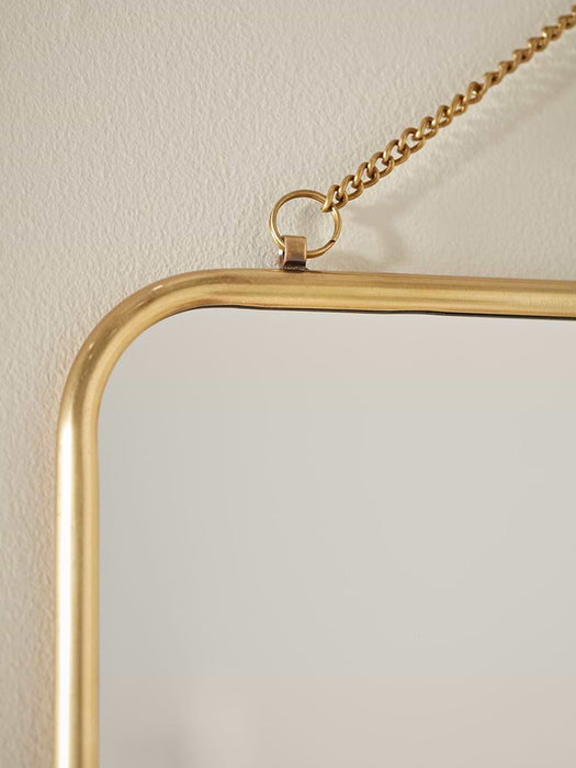 French Hanging Mirror - Antique Brass