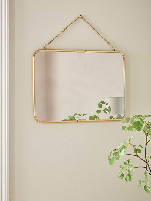 French Hanging Mirror - Antique Brass