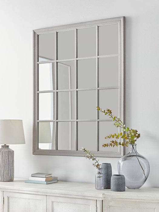 Grey Panelled Window Mirror
