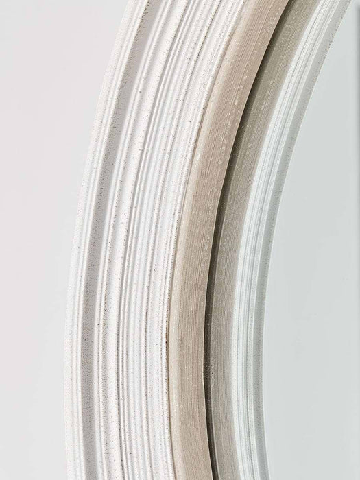 White Ribbed Round Mirror