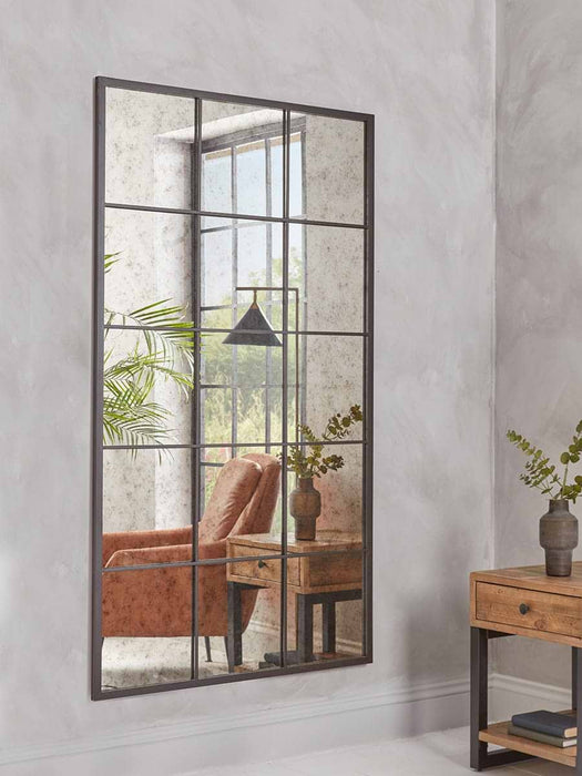 Industrial Aged Glass Panel Mirror