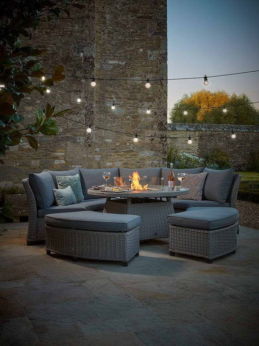 Antibes Curved Modular Dining Set With Firepit