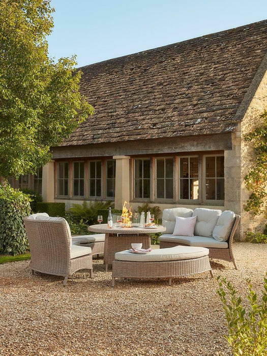 Hatfield Curved Modular Dining Set With Firepit