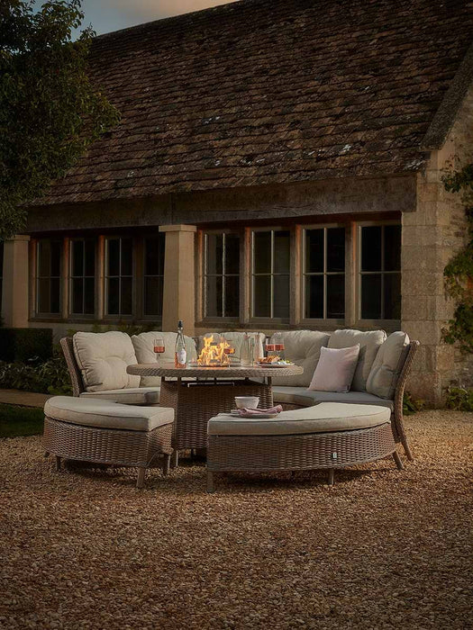 Hatfield Curved Modular Dining Set With Firepit