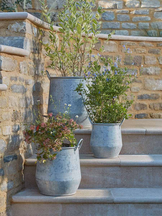 Three Galvanised Planters